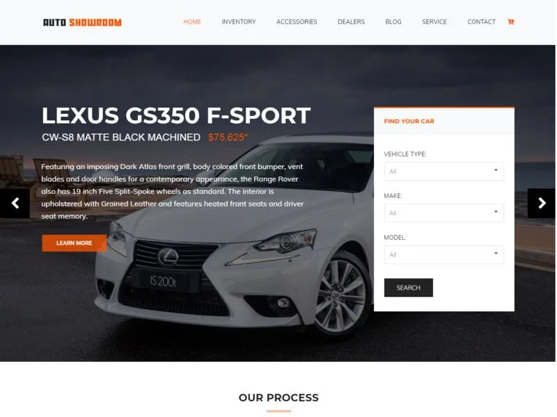 Giao diện thiết kế Website Showroom mẫu